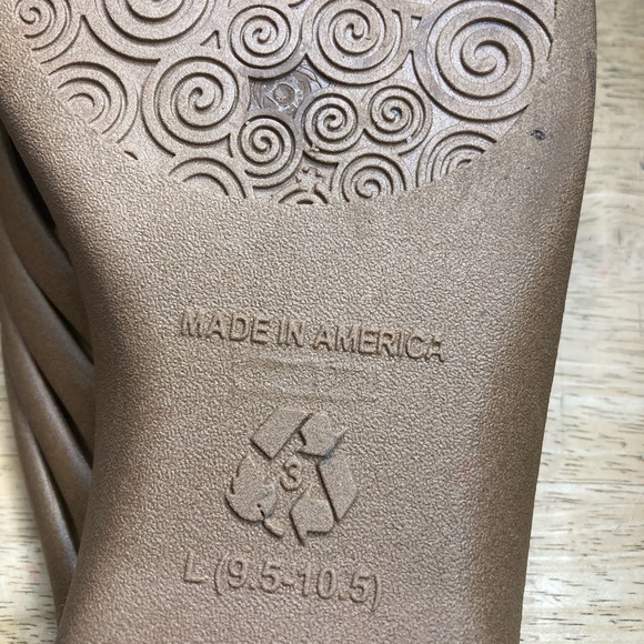 Okabashi Venice Jelly Slides Woven Straps Sz L Chocolate Brown Made in USA - Picture 7 of 8